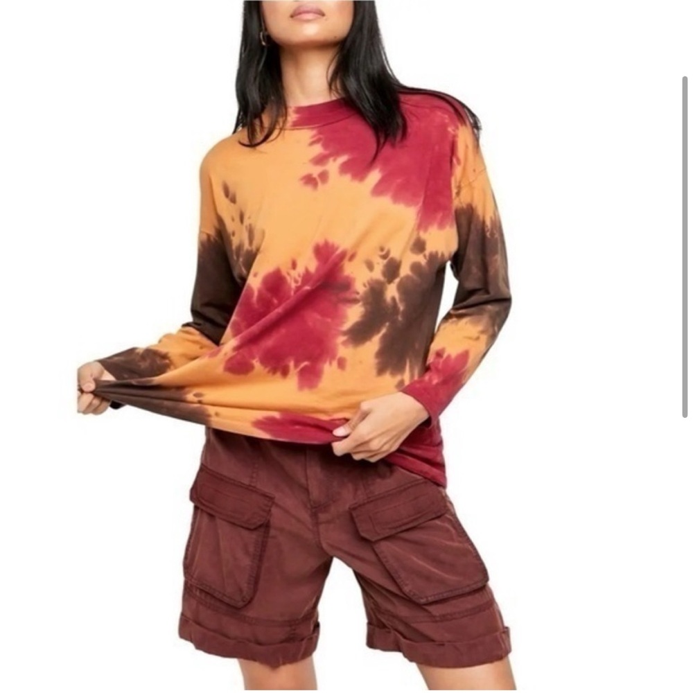 Free People Tie Dye Oversized Long Sleeve T-Shirt